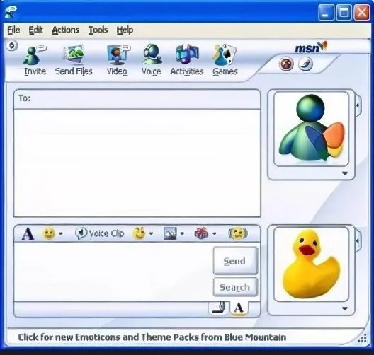 Interface de MSN Messenger