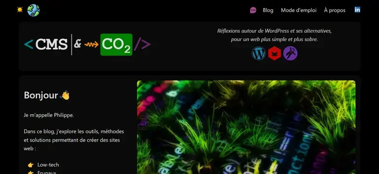 Aperçu de la page d'accueil du site cms-et-co2.fr