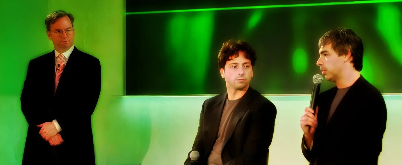 Eric Schmidt, Sergey Brin et Larry Page, CEO et fondateurs de Google